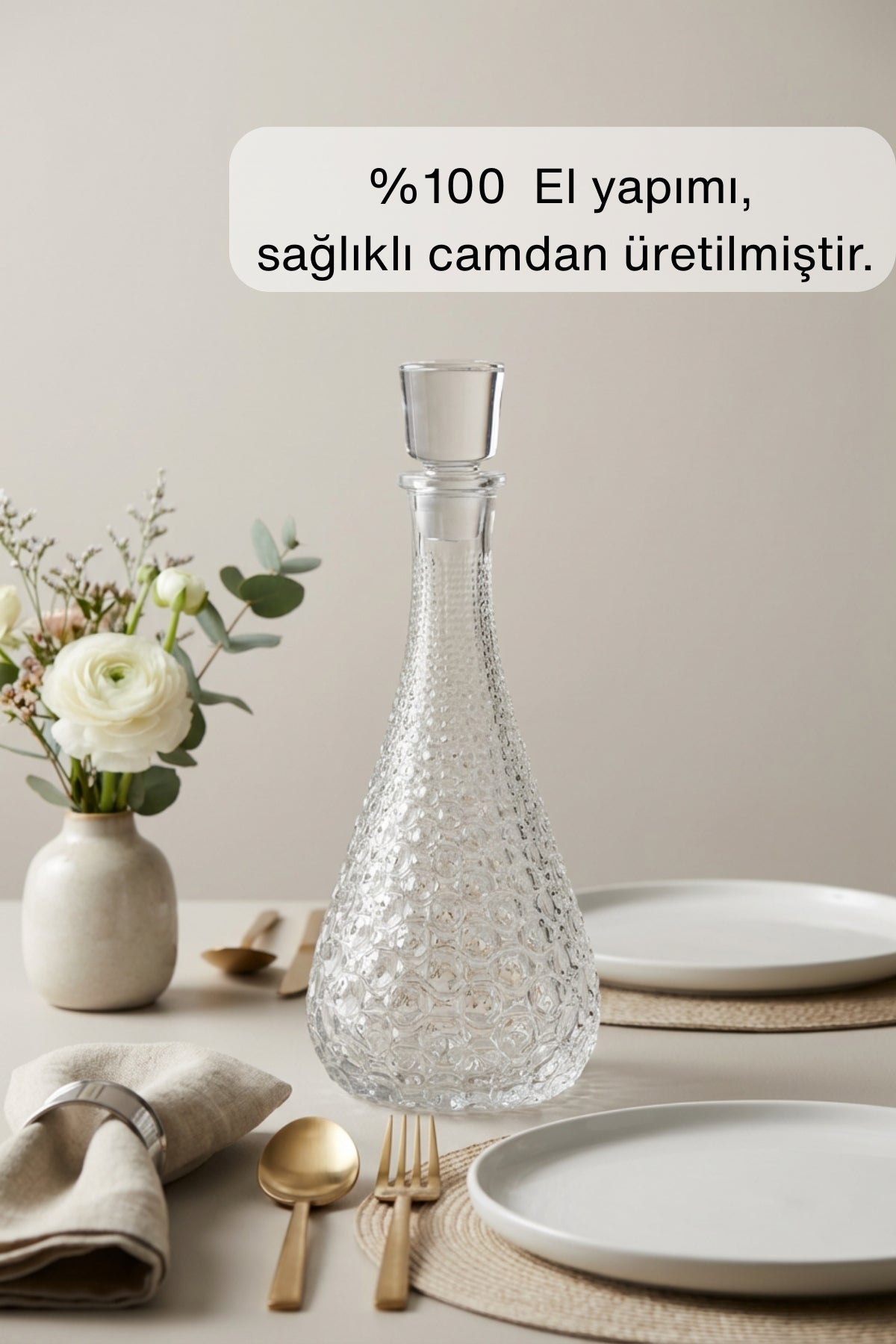 Selen Concept Girift Model El Yapımı Cam Sürahi Karaf