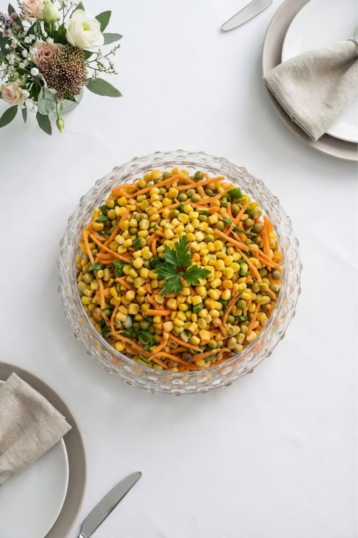 Selen Concept Bubble Model Orta Boy El Yapımı Cam Salata ve Sunum Kasesi 2'li Set