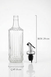 Selen Concept Cool Model Büyük Boy El Yapımı Cam Şişe ve Yağdanlık