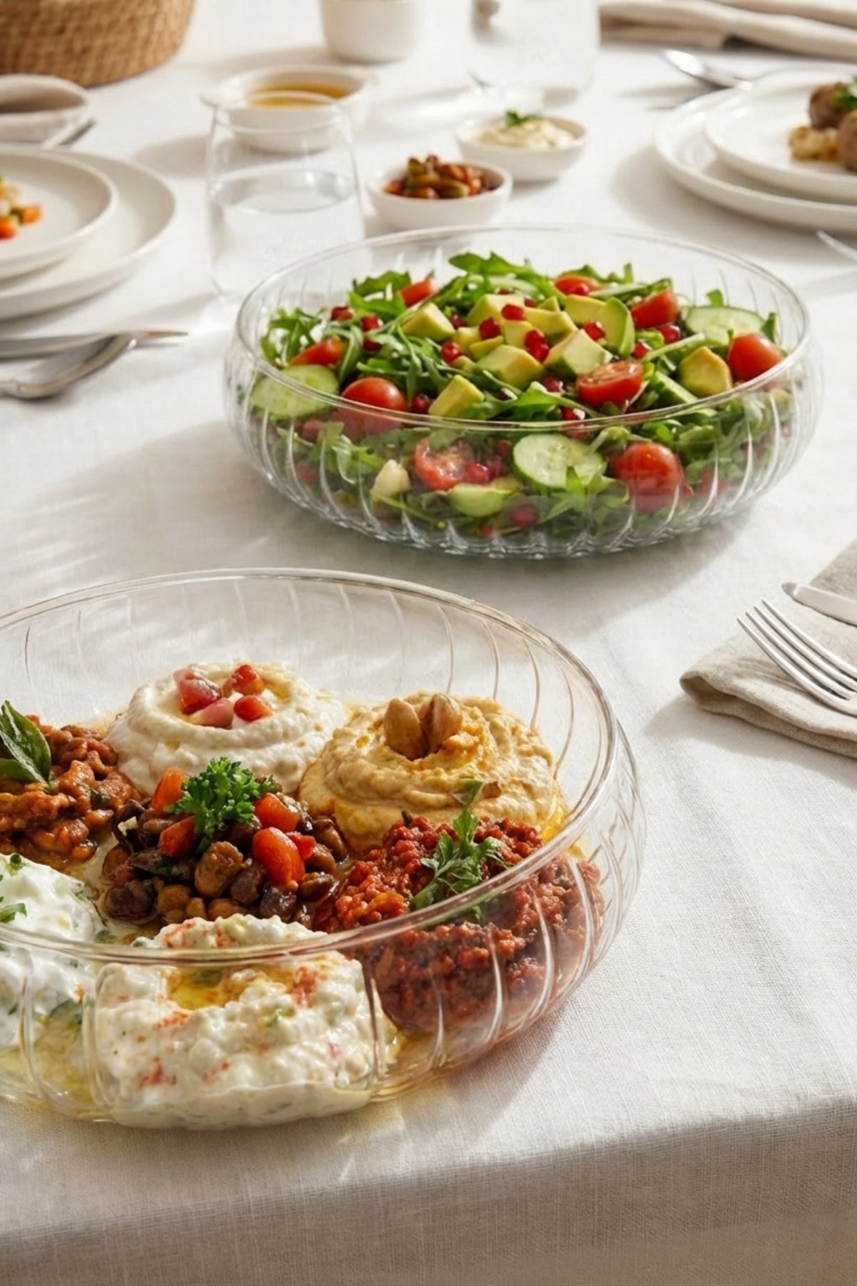Selen Concept El Yapımı Orta Boy Cam Salata Kasesi 2'li