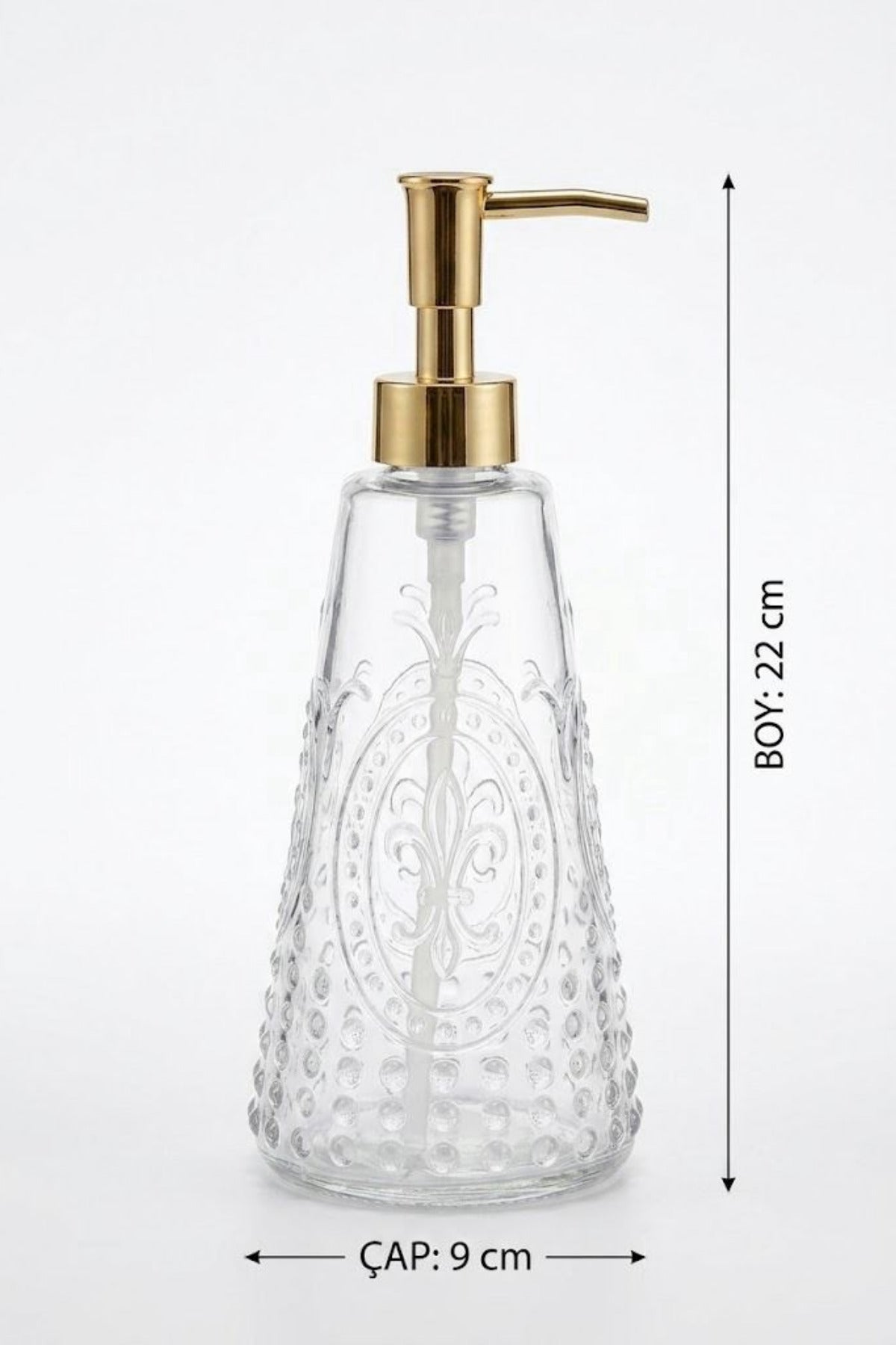 Selen Concept Fleur De Lis Model Gold Kapaklı El Yapımı Cam Sıvı Sabunluk
