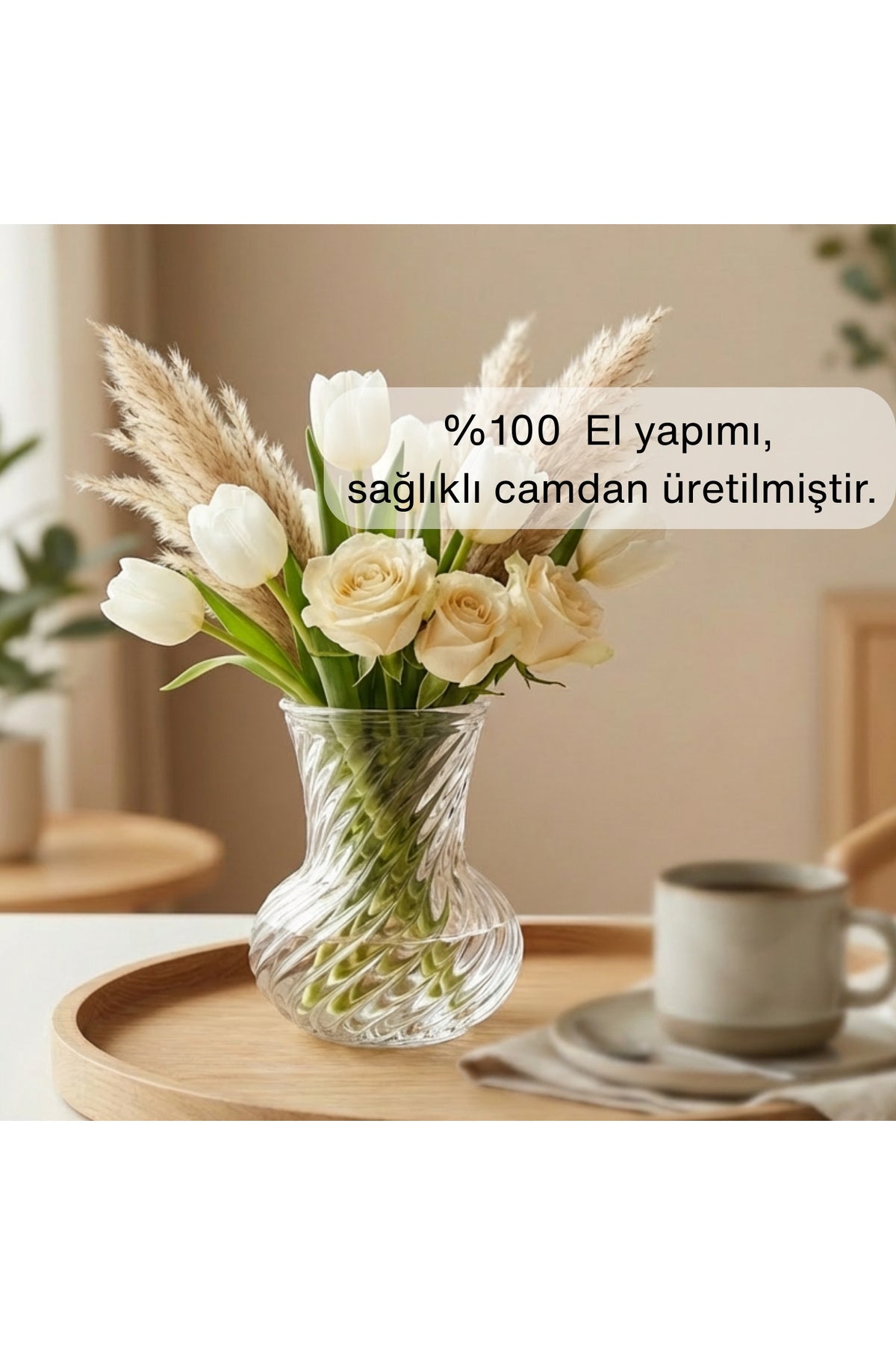 Selen Concept Burgu Model El Yapımı Cam Küçük Vazo