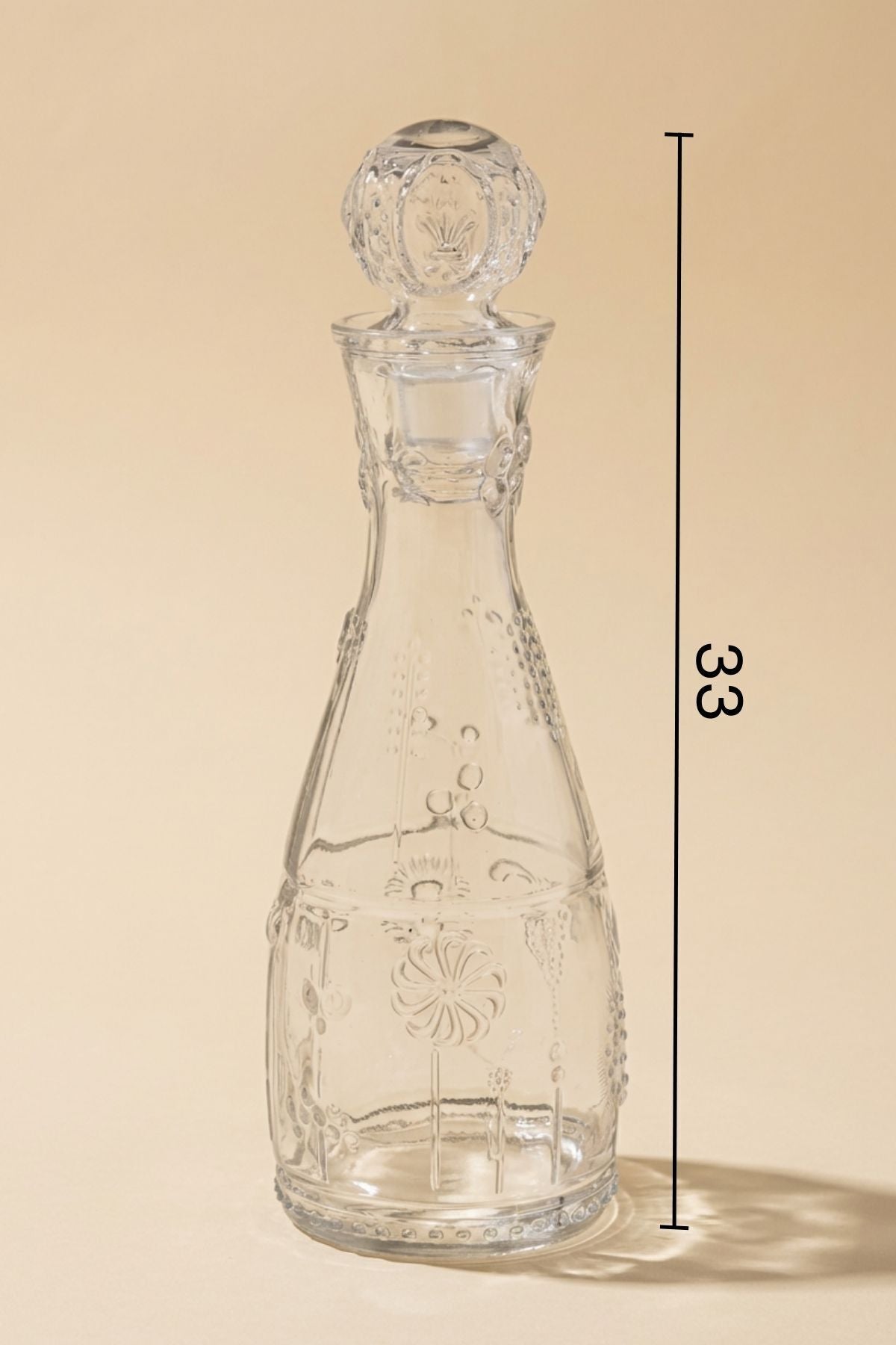 Glamis Bahar Model El Yapımı Cam Karaf 2 Bardaklı Set - 2 Bardaklı, El Yapımı, Çiçek Desenli, 1 Litre Hacim