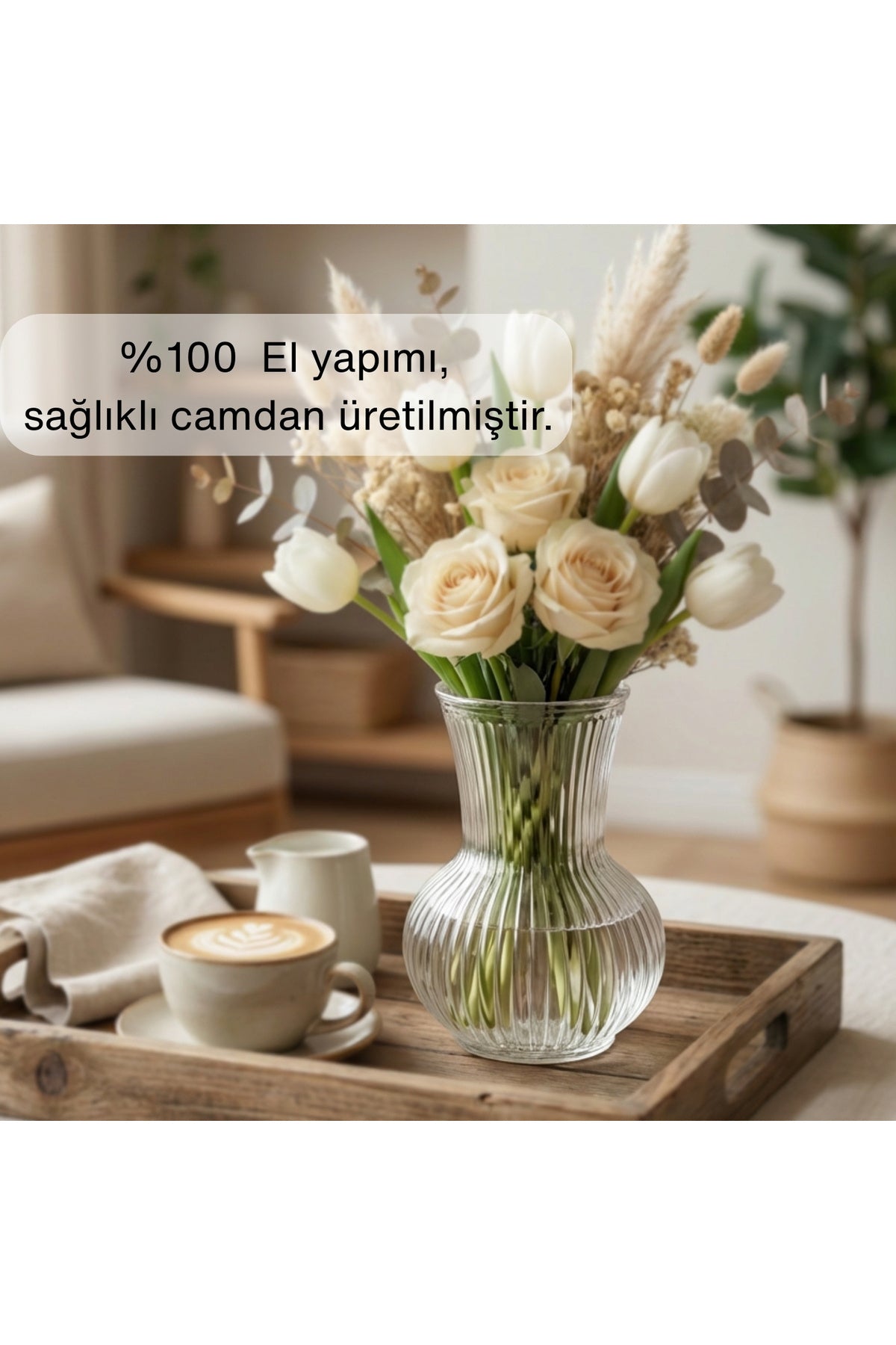 Selen Concept Pure Model El Yapımı Cam Küçük Boy Vazo